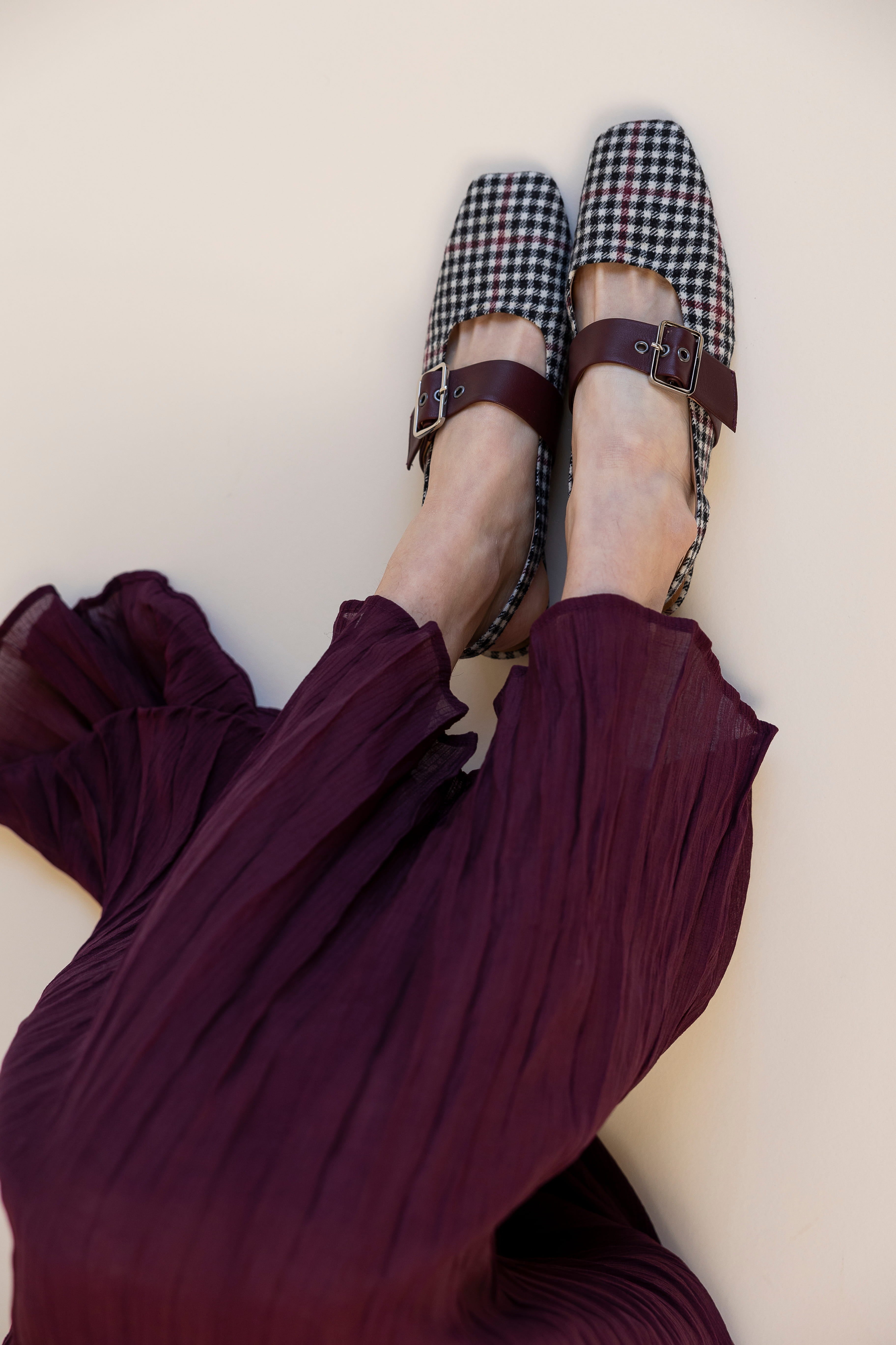 FARRAH SLINGBACK BLACK + WHITE TWEED