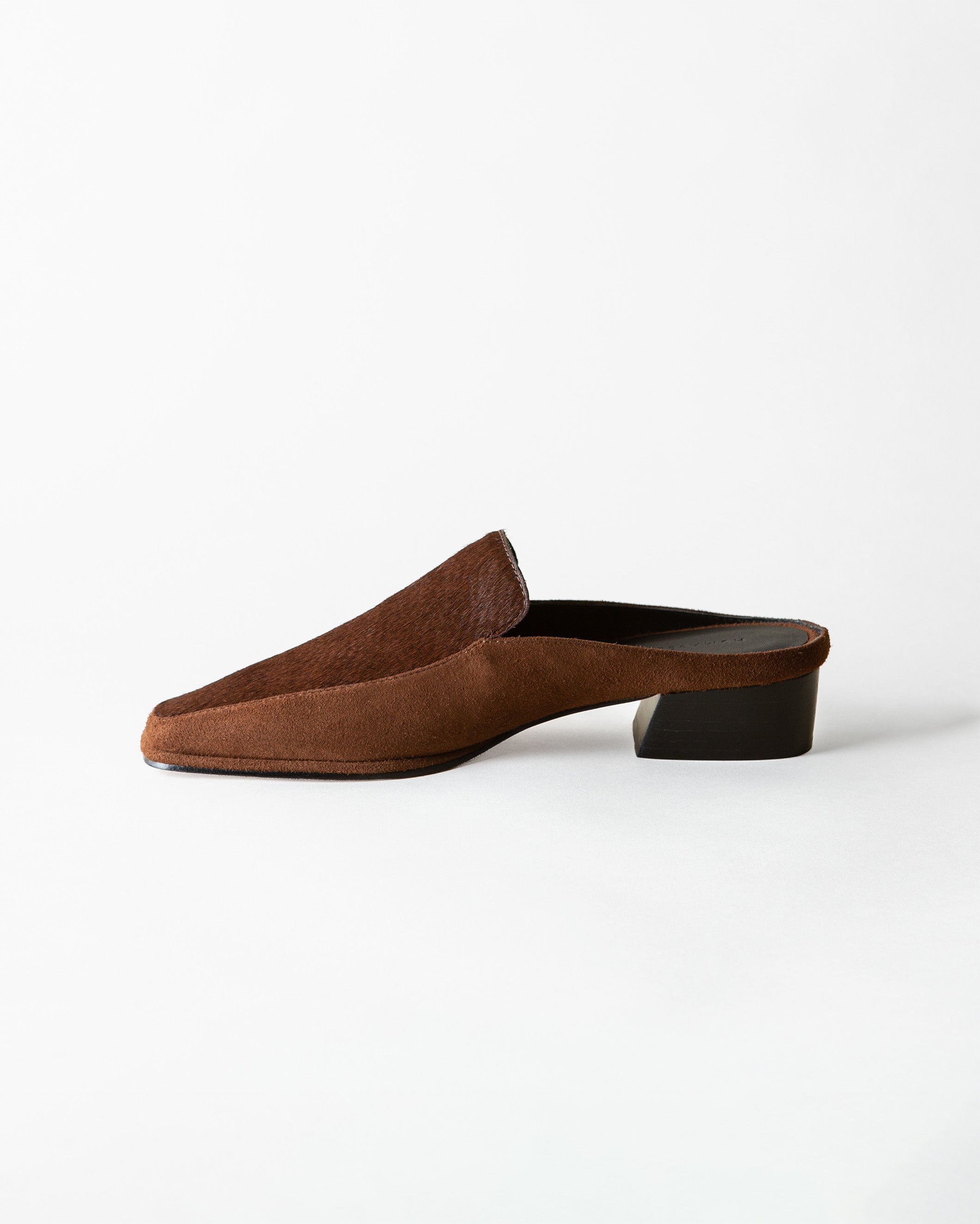 FELIX LOAFER MULE CHOCOLATE CALF HAIR