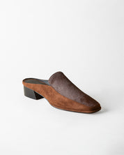 FELIX LOAFER MULE CHOCOLATE CALF HAIR