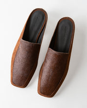 FELIX LOAFER MULE CHOCOLATE CALF HAIR