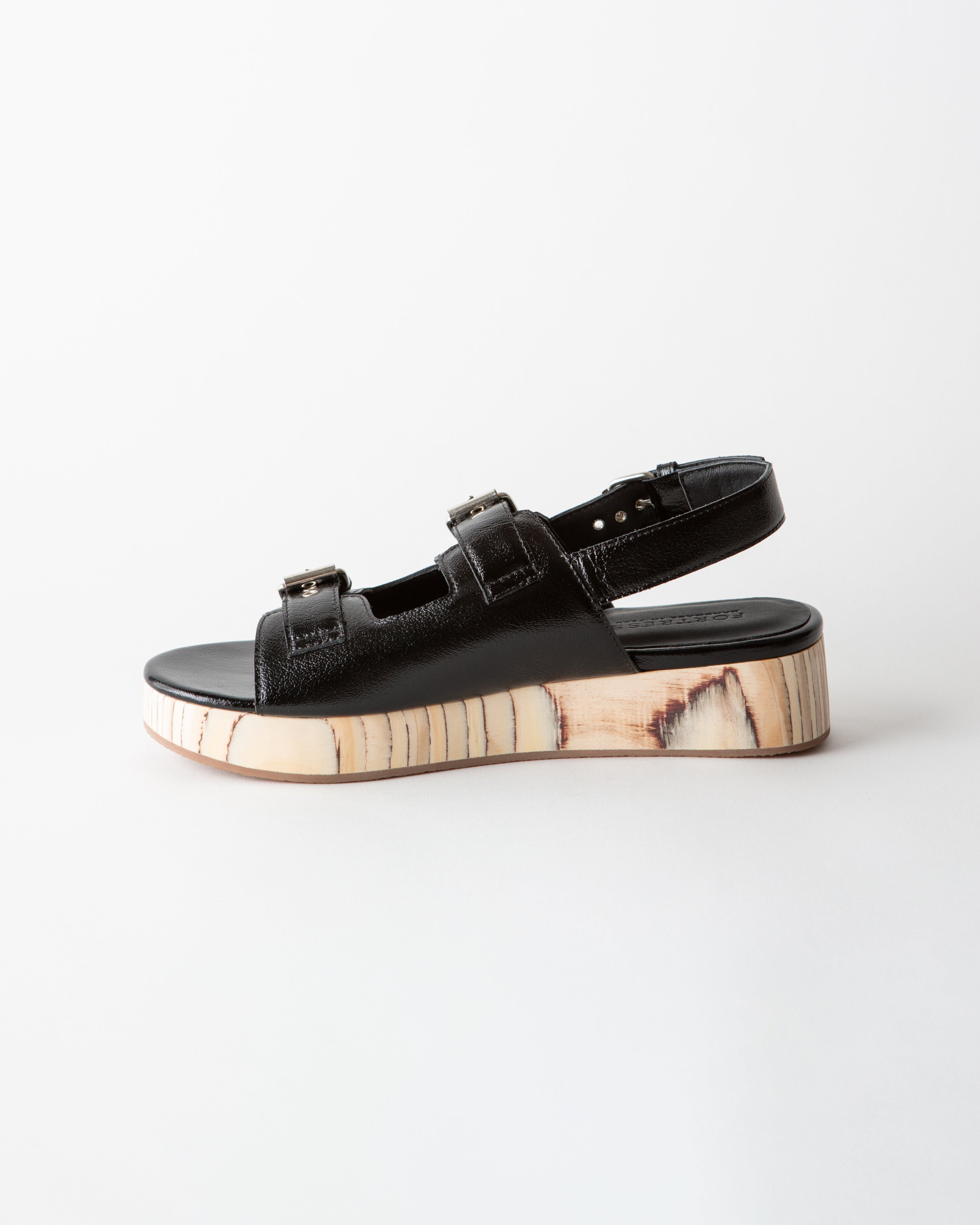LEJA FLATFORM SANDAL GLOSS BLACK NAPPA