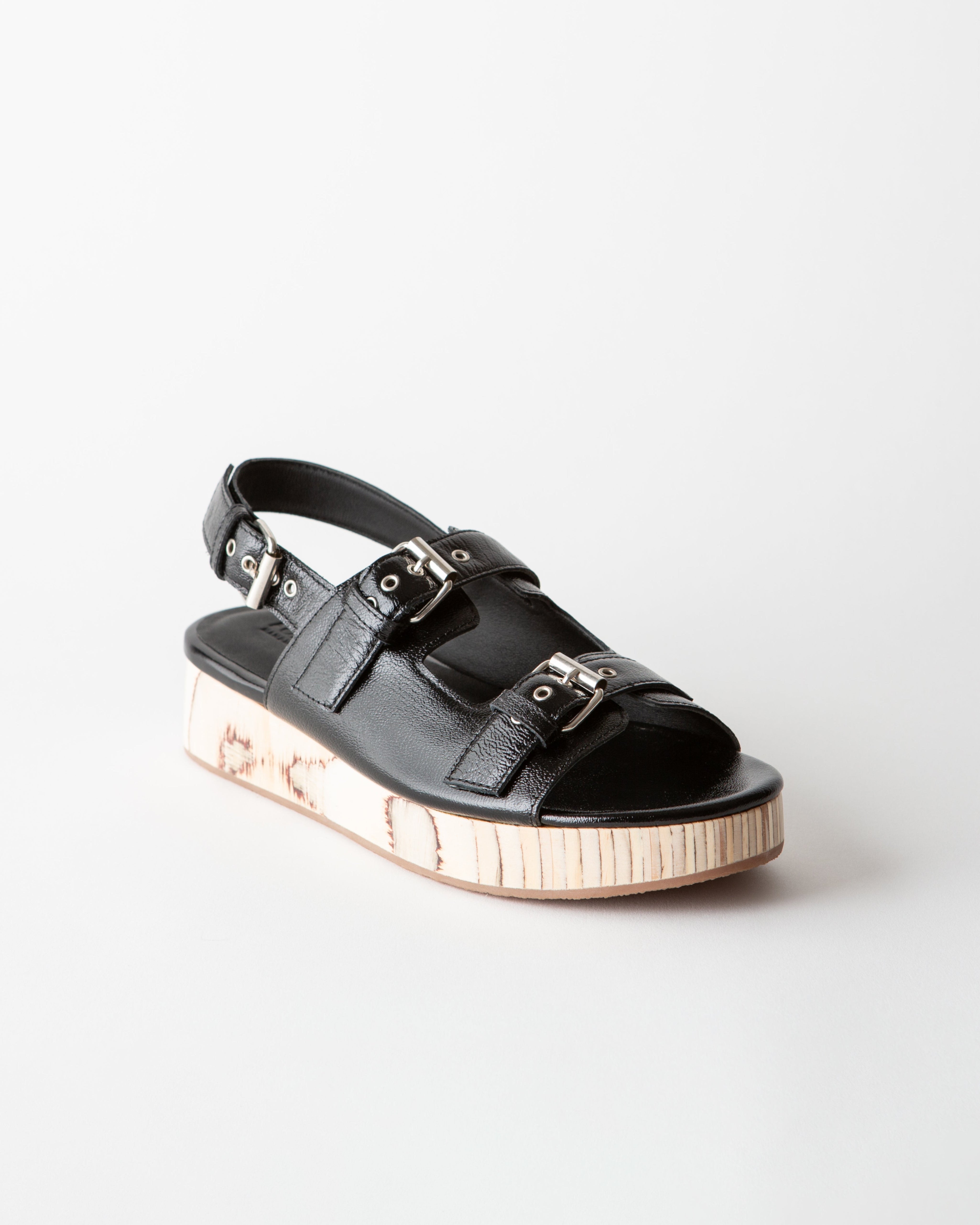 LEJA FLATFORM SANDAL GLOSS BLACK NAPPA