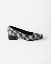 Black and white plaid heel on a white background