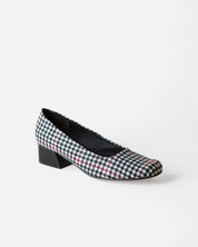 Black and white plaid heel on a white background