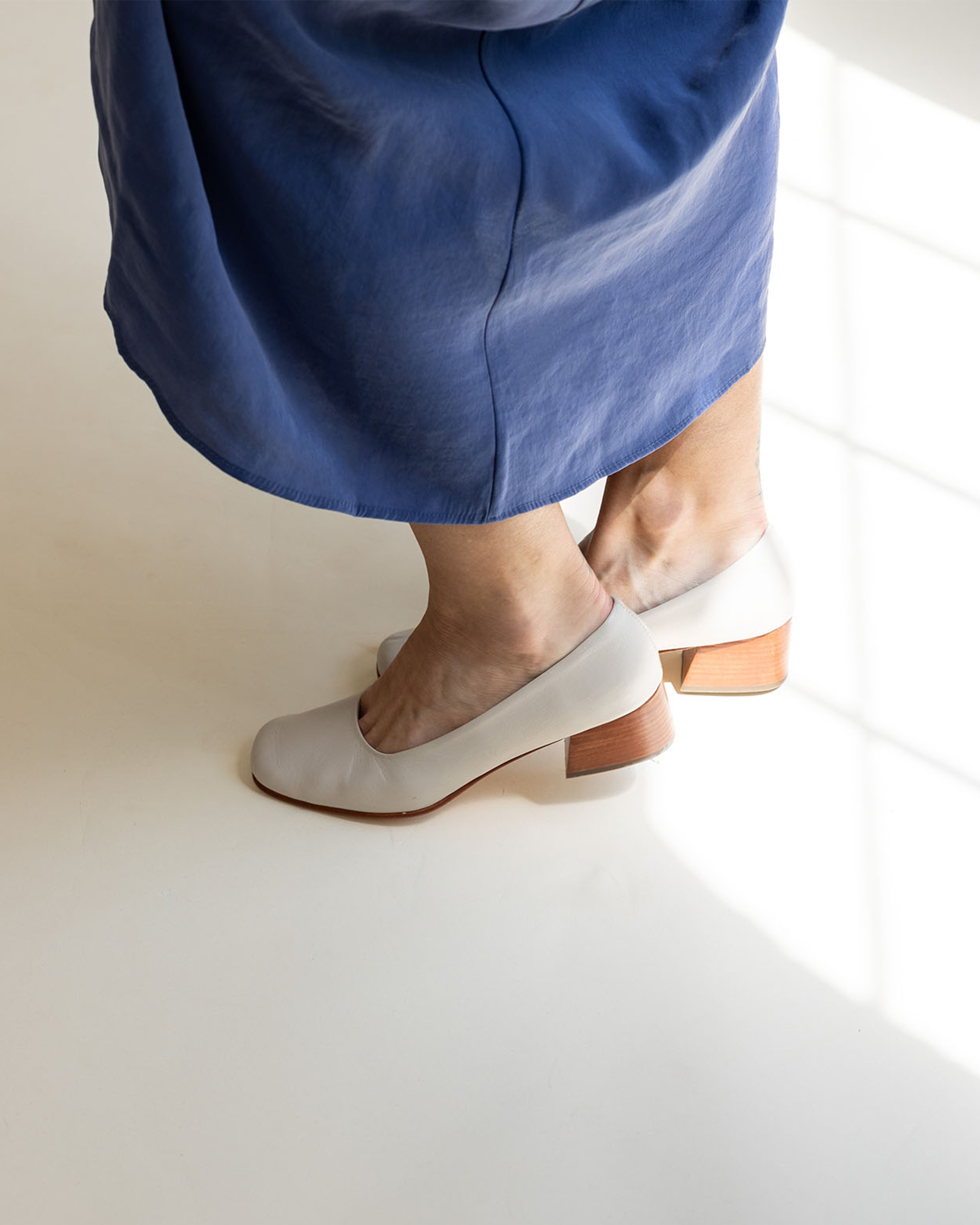 LUISA LOW HEEL BONE NAPPA