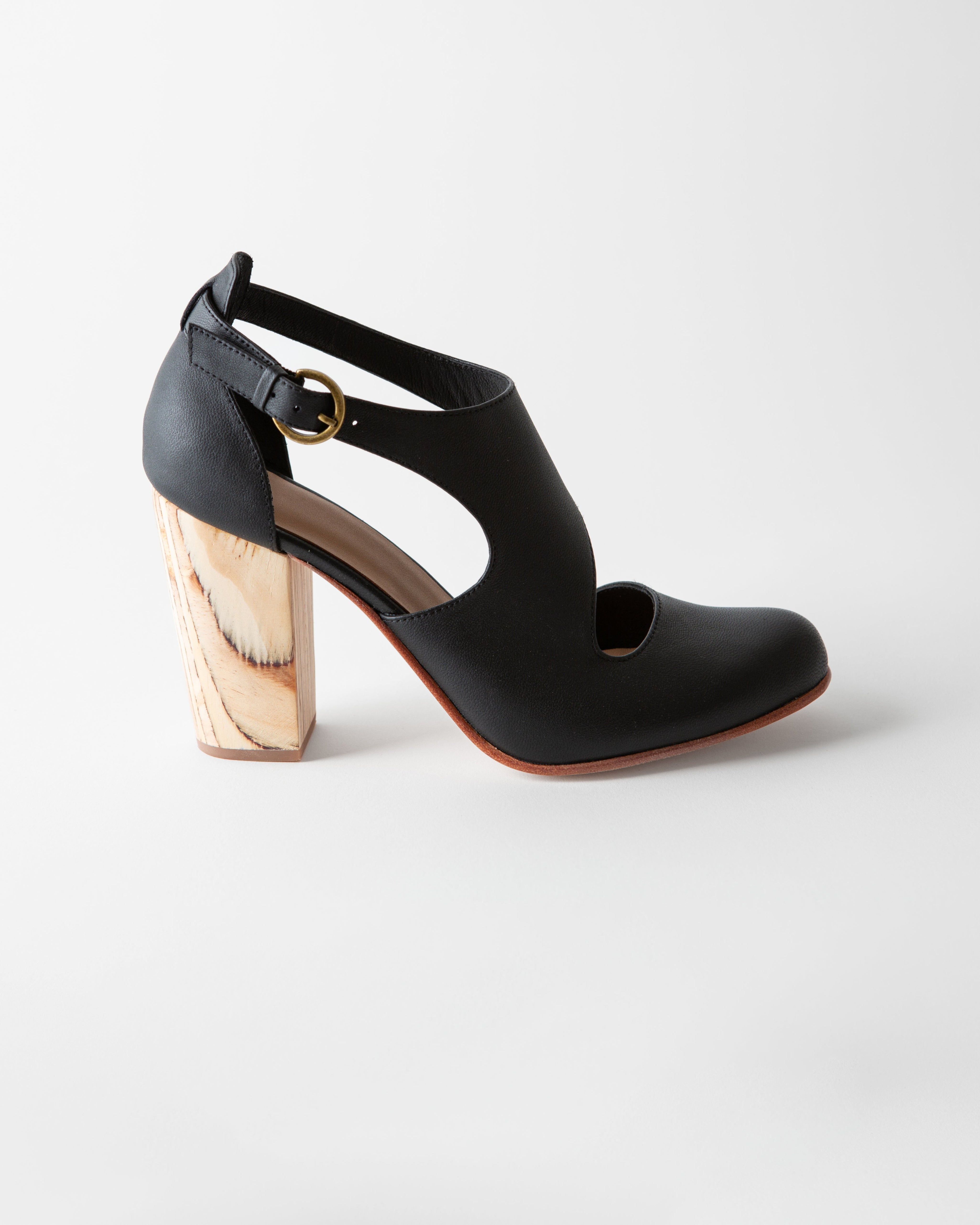 LUNA NAYA BLOCK HEEL BLACK NAPPA