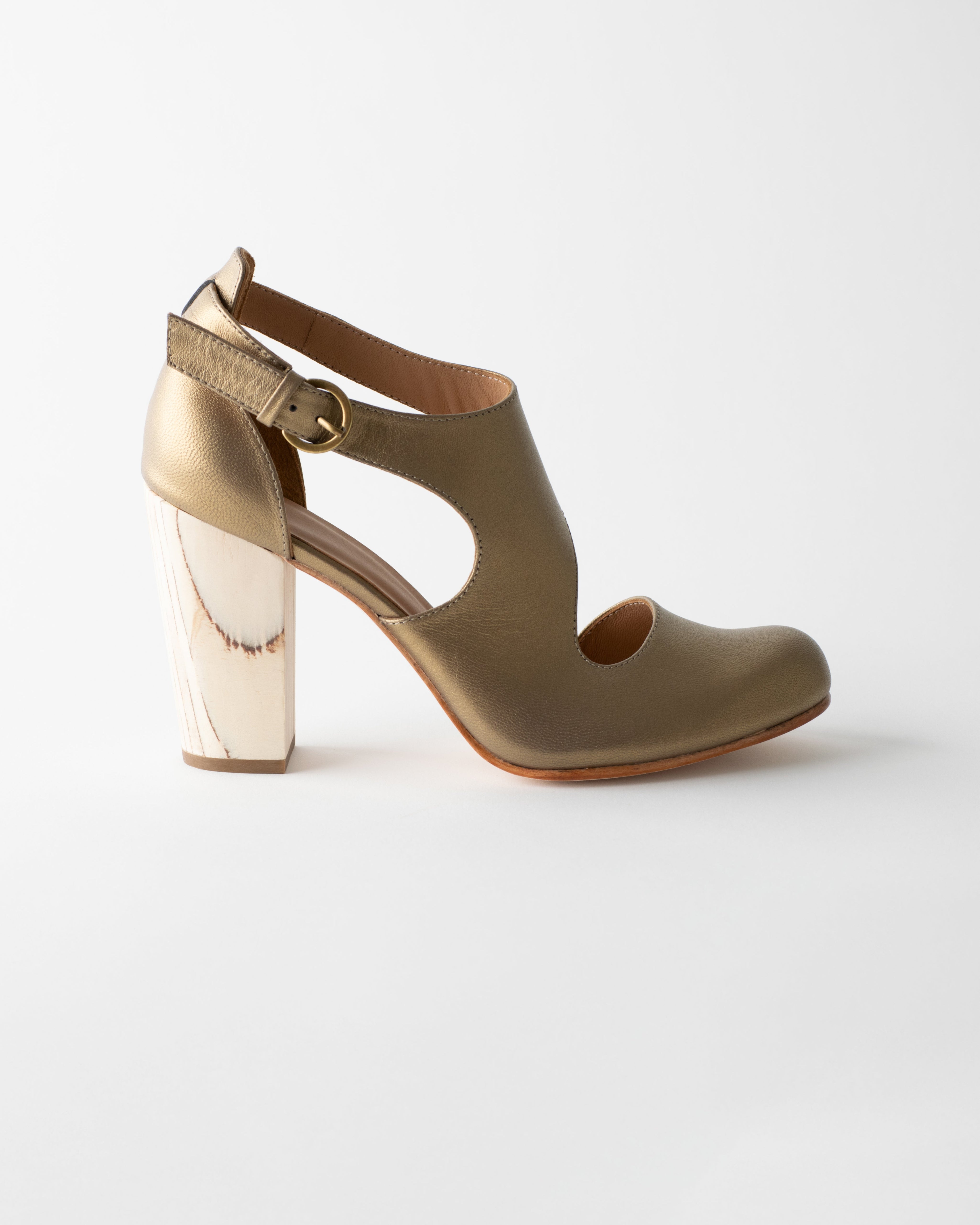LUNA NAYA BLOCK HEEL GOLD NAPPA