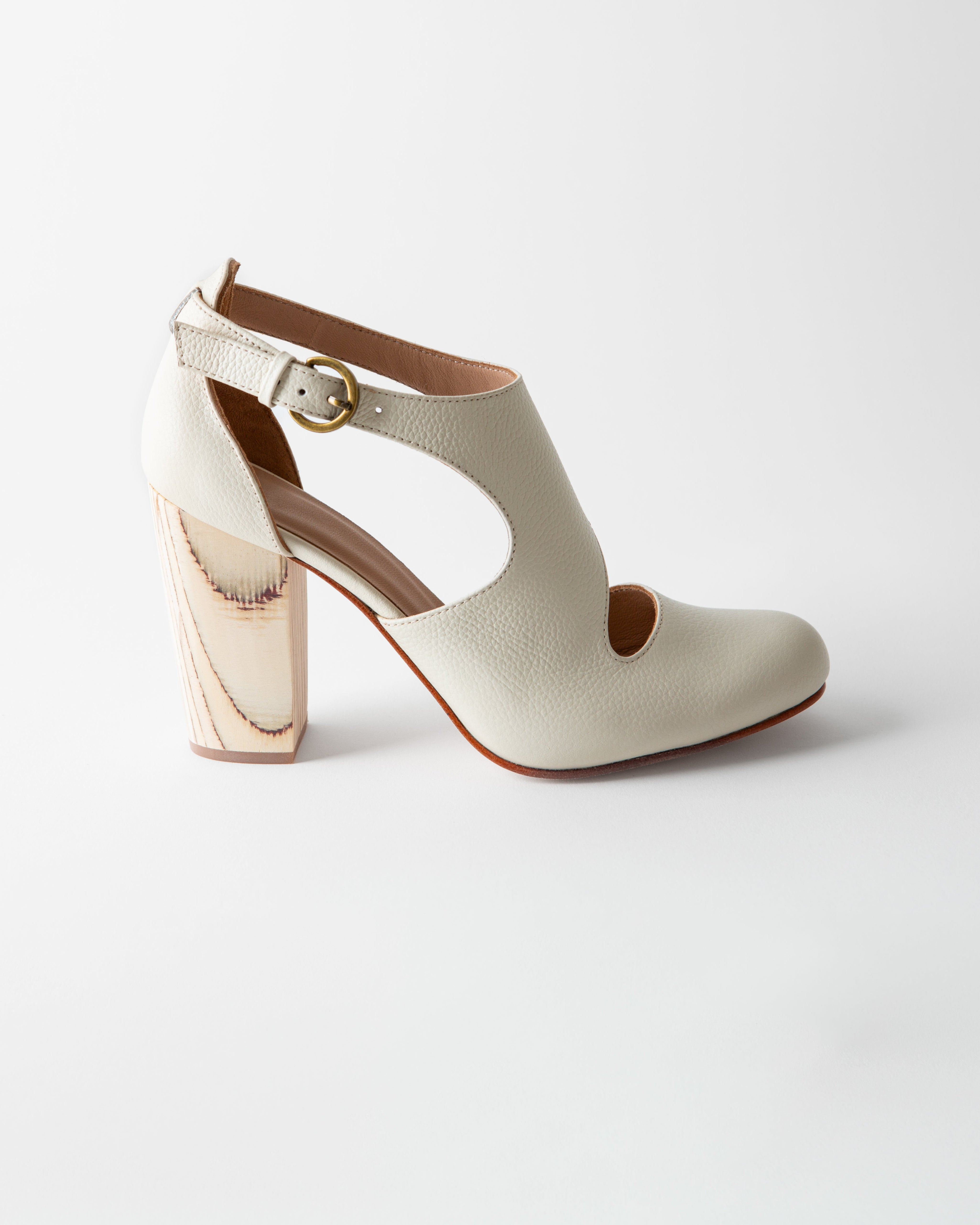 LUNA NAYA BLOCK HEEL GRAINED IVORY NAPPA