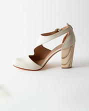 LUNA NAYA BLOCK HEEL GRAINED IVORY NAPPA