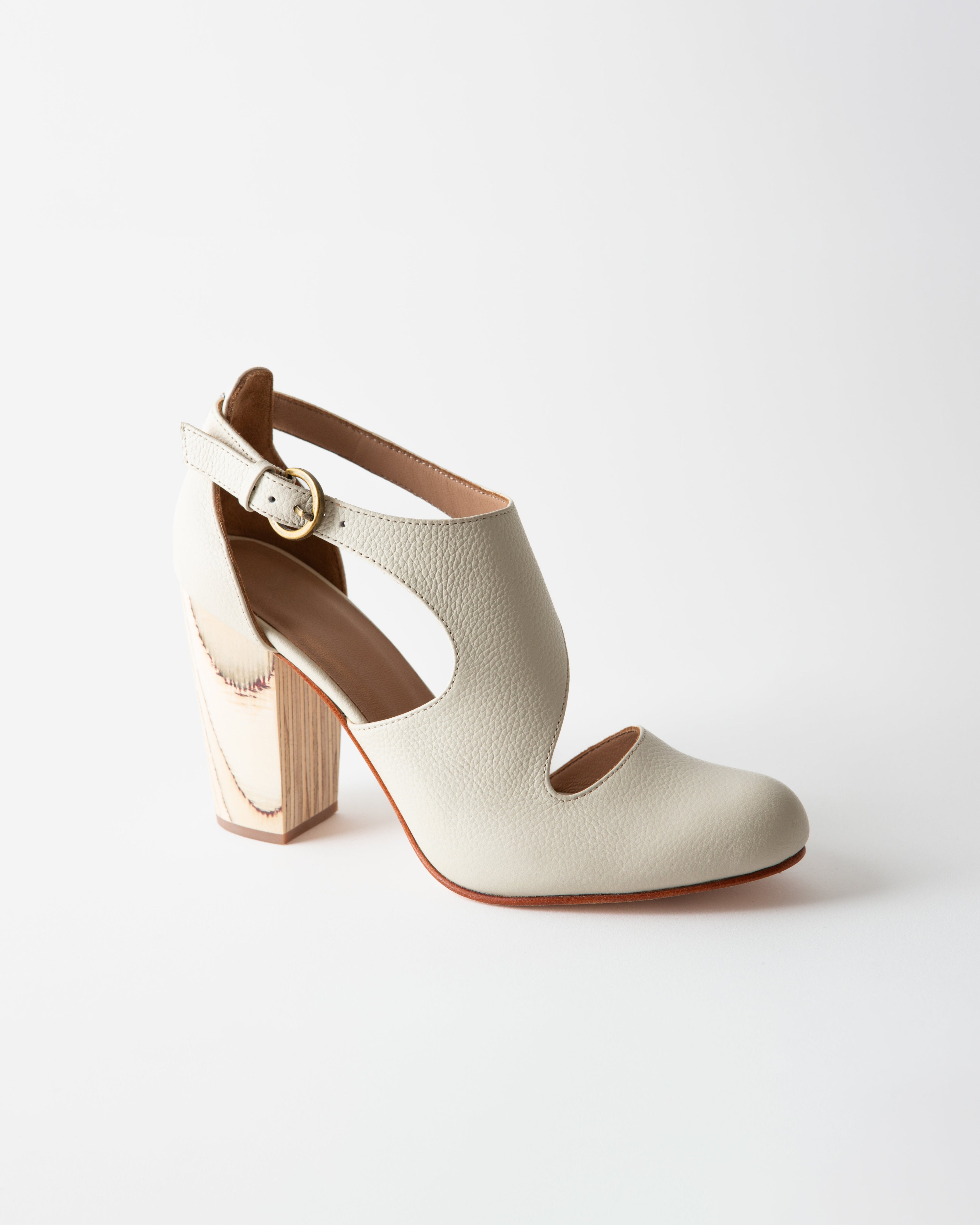 LUNA NAYA BLOCK HEEL GRAINED IVORY NAPPA
