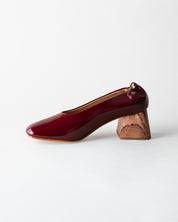 MIMI BLOCK HEEL PUMP VINO CRINKLE PATENT