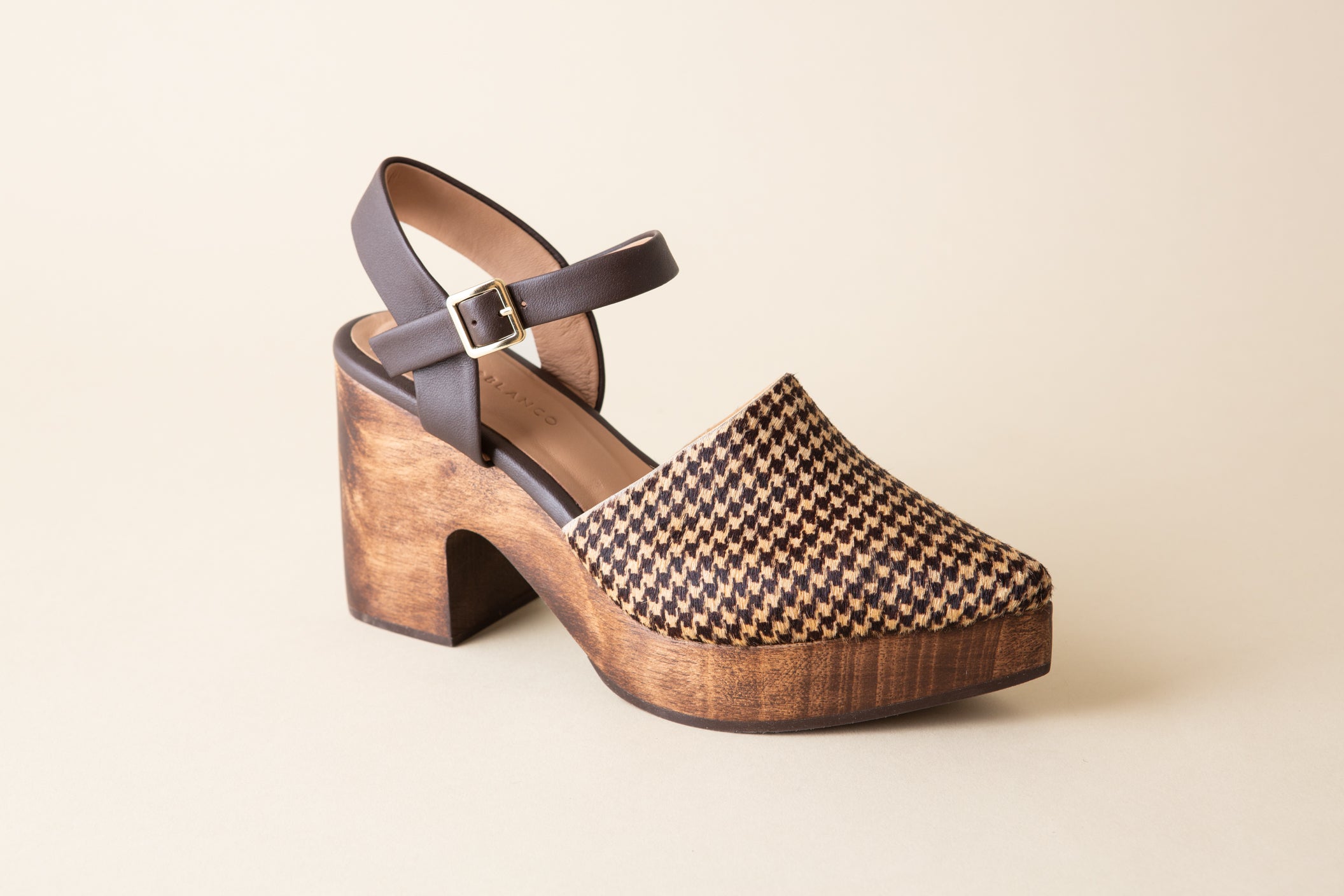 Pearl Chocolate Tweed Calf Clog Huma Blanco