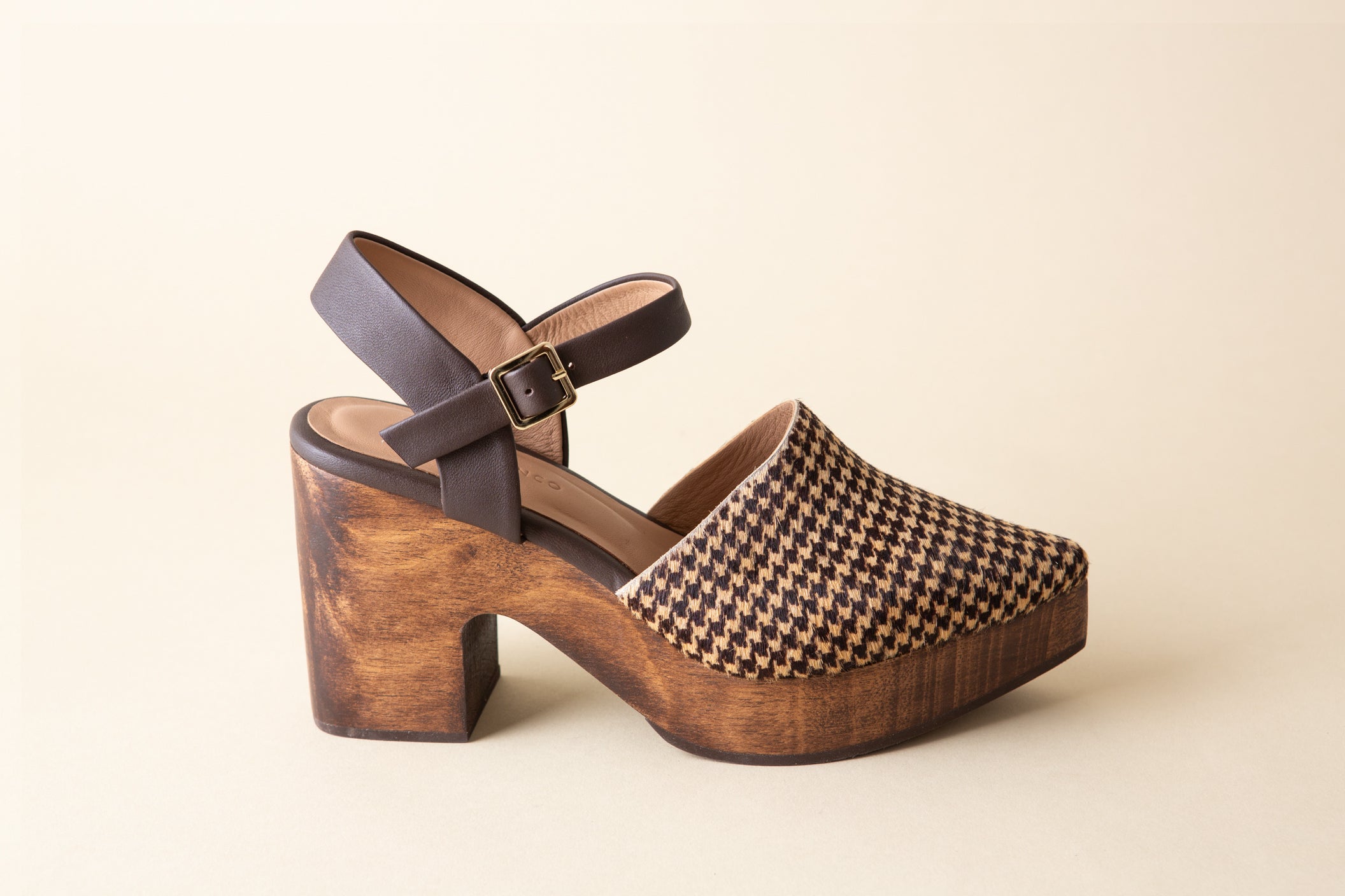 Pearl Chocolate Tweed Calf Clog Huma Blanco