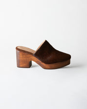 SIDNEY PLATFORM CLOG CHOCOLATE CALF HAIR