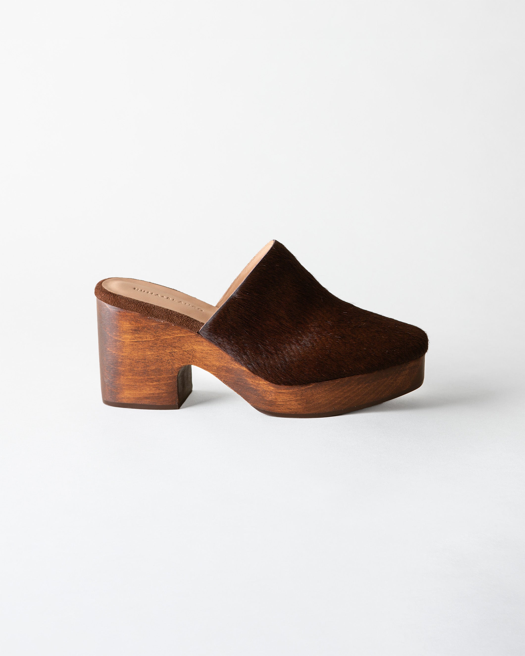 SIDNEY PLATFORM CLOG CHOCOLATE CALF HAIR