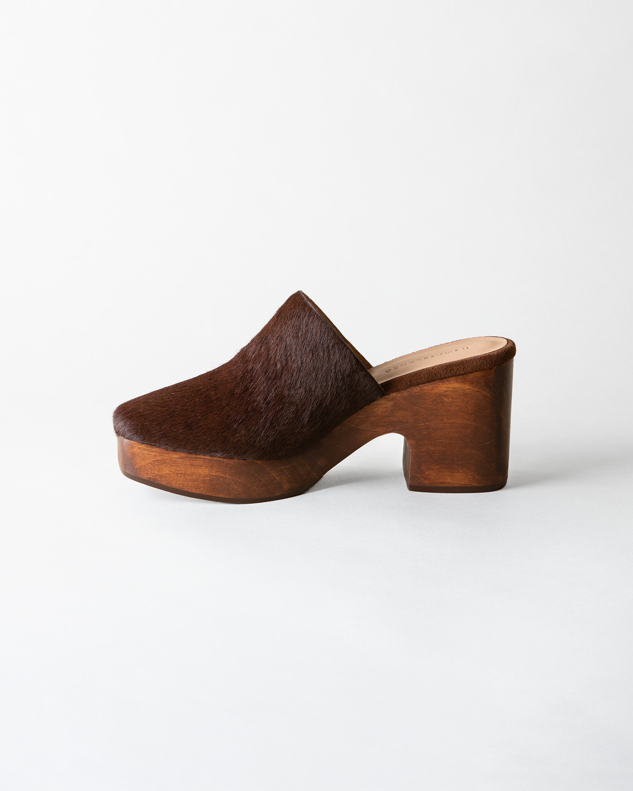 SIDNEY PLATFORM CLOG CHOCOLATE CALF HAIR
