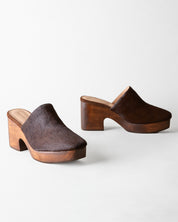 SIDNEY PLATFORM CLOG CHOCOLATE CALF HAIR