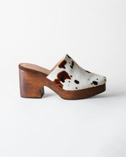 SIDNEY PLATFORM CLOG SPLATTER PRINT CALF HAIR