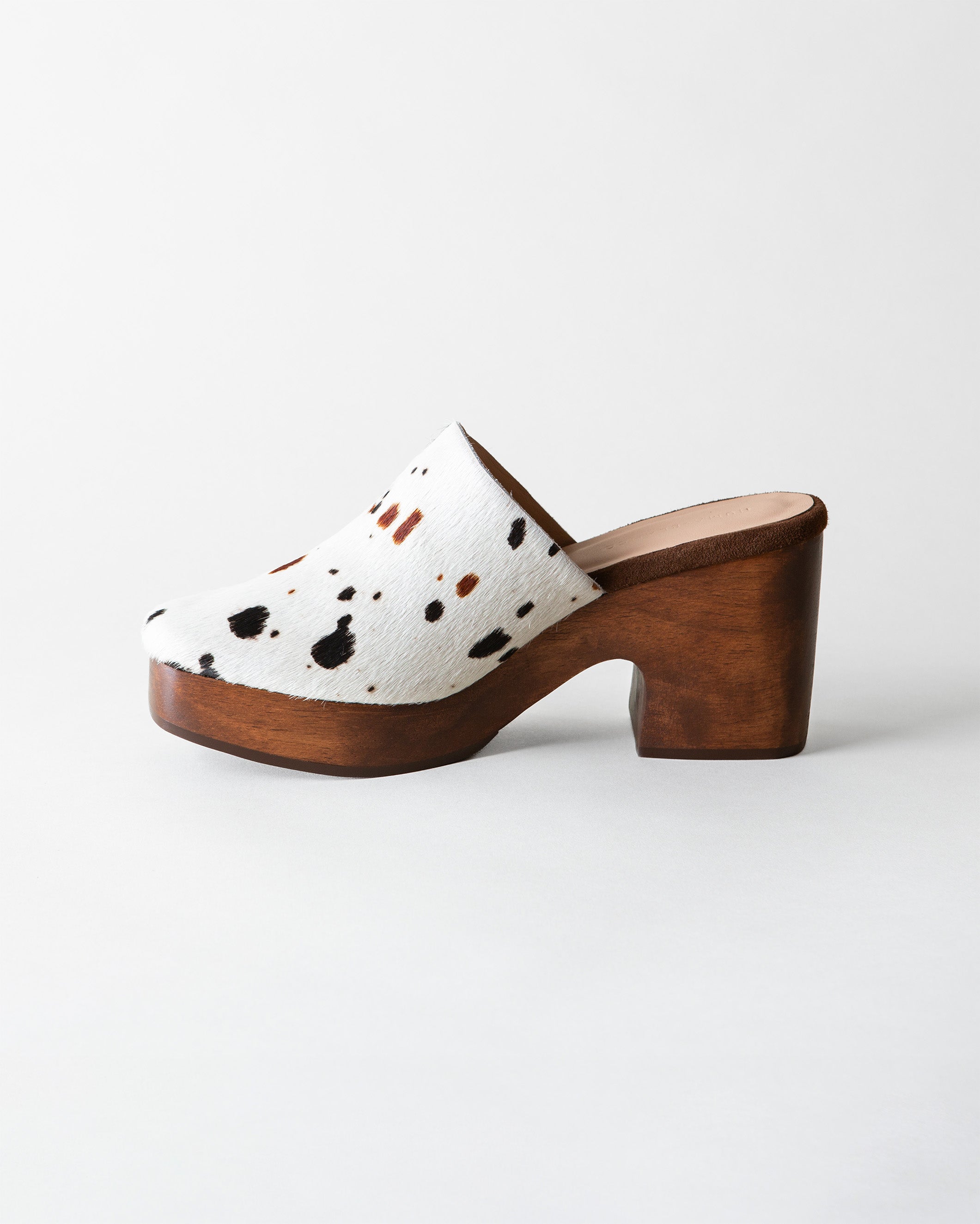 SIDNEY PLATFORM CLOG SPLATTER PRINT CALF HAIR