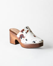 SIDNEY PLATFORM CLOG SPLATTER PRINT CALF HAIR