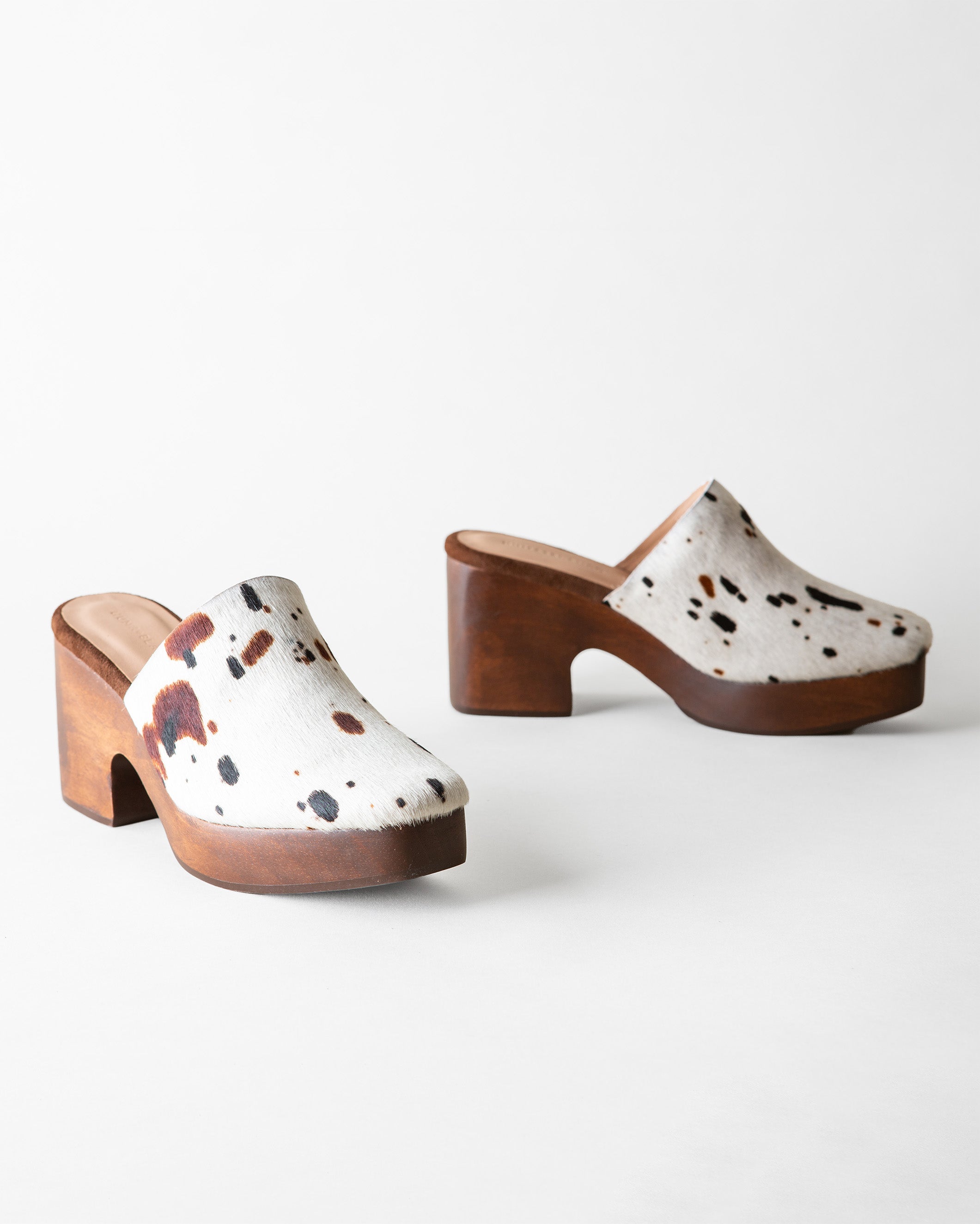 SIDNEY PLATFORM CLOG SPLATTER PRINT CALF HAIR