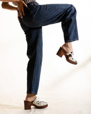 SIDNEY PLATFORM CLOG SPLATTER PRINT CALF HAIR